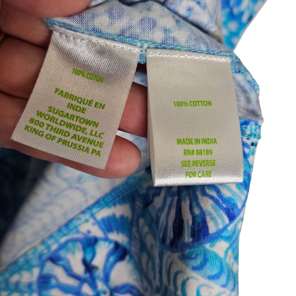 Lilly Pulitzer Blue White Seashell Print Cotton Casual Dress S Novelty Coastal - Picture 4 of 9